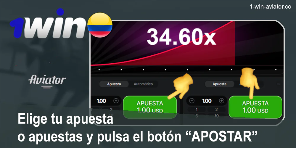 Elige tu apuesta en el juego Aviator 1Win